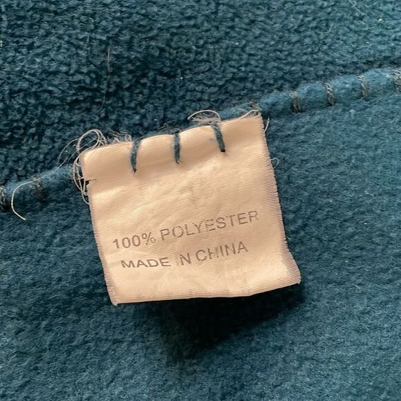 DR LEONARDS Ladies Vintage Fleece Pocket Shawl Fringed Wrap Turquoise 76”W 26”L - Picture 6 of 7